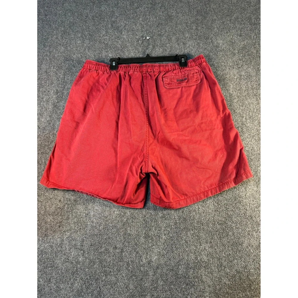 Polo Ralph Lauren Mens XXL Red Elastic Waist Cotton Chino Shorts Drawstring